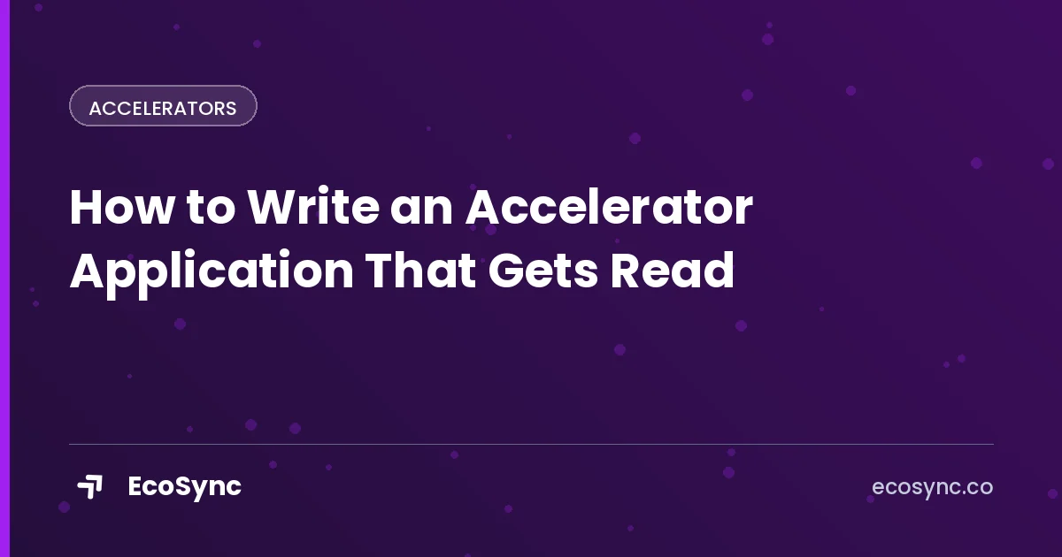 EcoSync article card: Accelerators - how to apply to accelerator programs