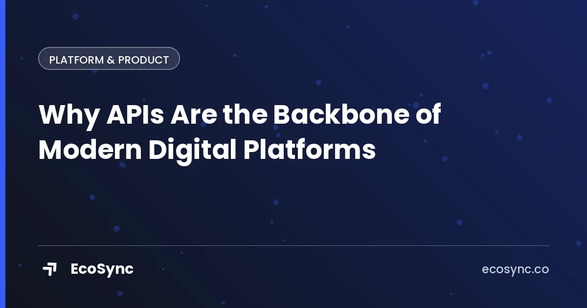 EcoSync article card: Building a Product - why apis are the backbone of modern digital platforms